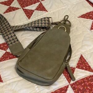 Olive Green Crossbody Sling Bag - Minimal Women's Shoulder Bag